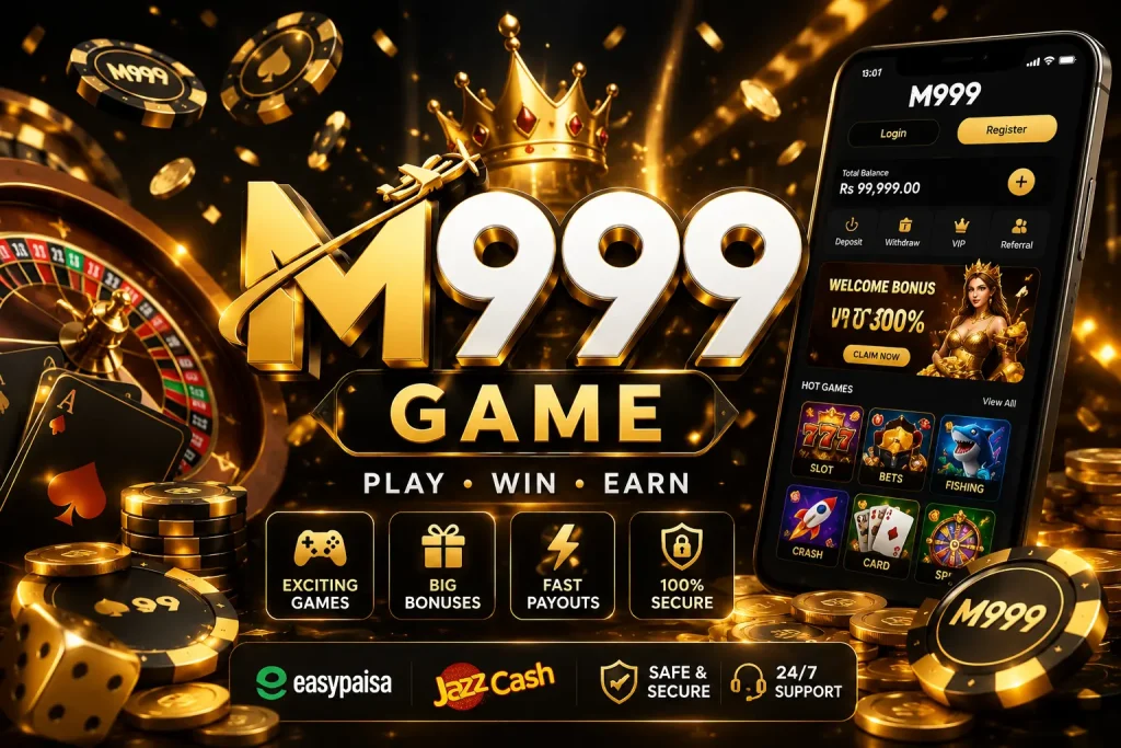 M999 Game APK download feature image with EasyPaisa JazzCash and bonus rewards