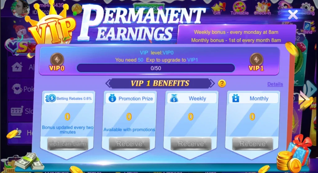 Luck55 Game VIP Permanent Earnings and Benefits Screenshot