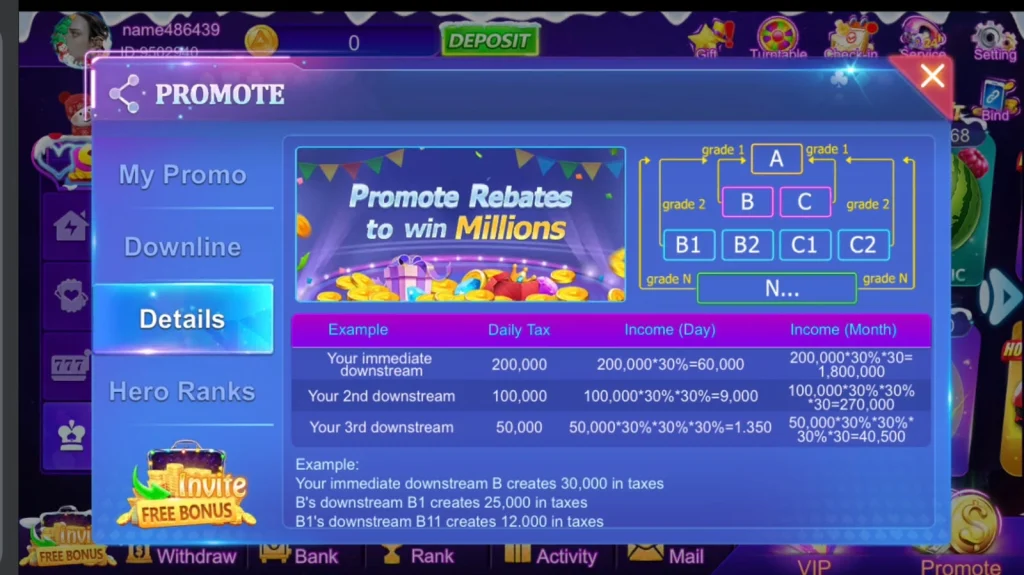  Luck55 Game Promote and Referral Rebates System Screenshot
